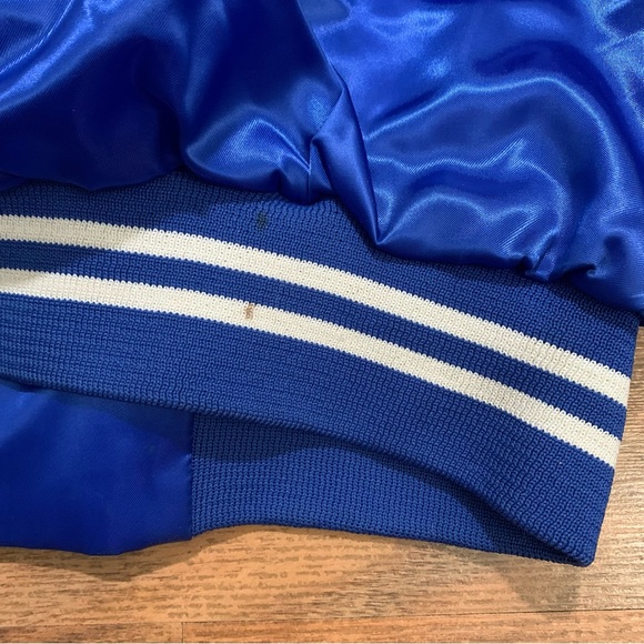 Vintage Wear Guard Blue Satin Bomber Crew Jacket Adult XL Snap Button - Picture 6 of 8